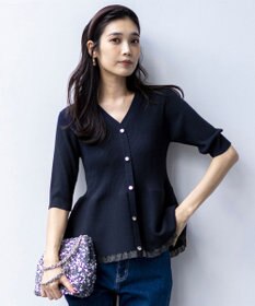 ANY SIS S シアーフリルペプラム ニット