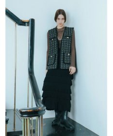 YECCA VECCA ティアードフリルラメニットスカート