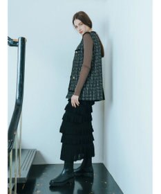 YECCA VECCA ティアードフリルラメニットスカート