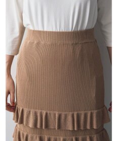 YECCA VECCA ティアードフリルラメニットスカート