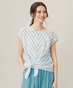 自由区 L 【洗える】テンセルリネンリボン ブラウス