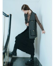 YECCA VECCA ティアードフリルラメニットスカート