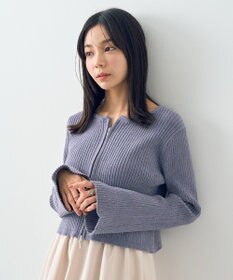 earth music&ecology ミニベロアダブルジップカーディガン