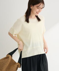Green Parks シアーリブ切替楊柳プルオーバー