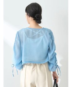 earth music&ecology キラキラシアーギャザーシャツ