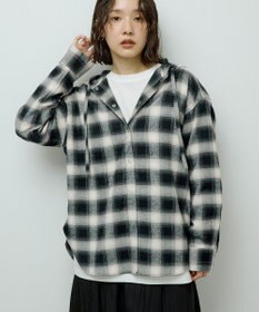 Green Parks ネルチェックフードシャツ