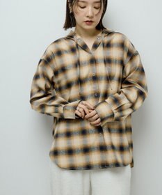 Green Parks ネルチェックフードシャツ