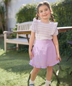 ANY KIDS 裾 ロゴ刺繍 スカパン