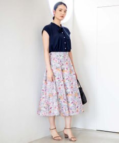 組曲 【洗える・シワになりにくい】フルラージュプリント スカート