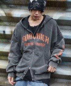 WEGO 【ユニセックス着用ITEM】ブリーチグラフィックZIPパーカー