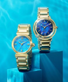 CITIZEN 【生命力あふれる美しい水（AQUA）を表現した限定モデル】電池交換不要 光発電エコ・ドライブ ROUND Collection EM1133-85L
