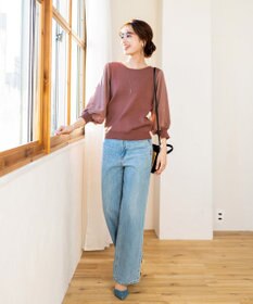 Tiaclasse 【新色追加・洗える】異素材パフ袖トップス