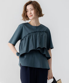 23区 【汗じみ防止/洗える】ランダムフリルジャージー ドッキング カットソー