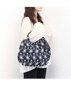 UNBILLION カシュカシュ cachecache / 花刺繍メッシュハンドルトートバッグ
