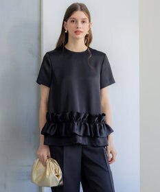 23区 【APPLAUDIR】クリアダブルサテン フリルヘム ブラウス