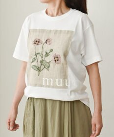 muuc 〈コットン100% 透けにくい厚みの6.2オンス〉ポピー花刺繍の Tシャツ