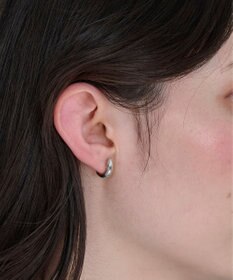 Phoebe 【金属アレルギー対応】【痛くないシリーズ】ぷっくりモードクリスタルループフィットイヤリング　シルバー