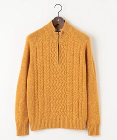 JOSEPH ABBOUD 【イタリア糸使用/軽く暖かい/多色展開】 ラムウールケーブル柄ハーフZIPプルオーバー