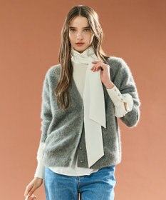 BEIGE， AMARILLO / スパンコールフォックスニットカーディガン