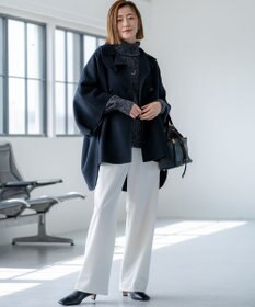 23区 【洗える】ミックスブークレ サイドスリットタートルニット