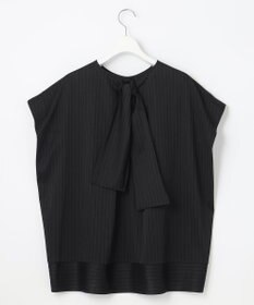 自由区 【XSサイズ～/洗える】ストレッチシャーティング フレンチスリーブブラウス