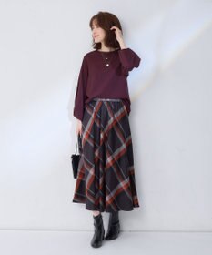 ANY L 【親子連動/洗濯機可能/ウエストゴム】チェックフレアスカート
