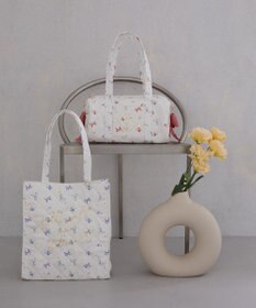 Maison de FLEUR フラワーリボンプリントスクエアトートバッグ