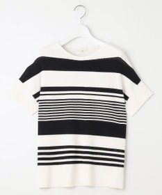 自由区 【UVカット・洗える】クレープストレッチボーダー ニット