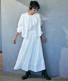 ICB L 【洗える】クリーンブロード ラッフルデザインブラウス