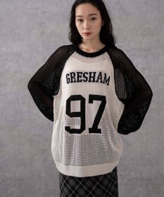 WEGO ロゴメッシュジャガードニット