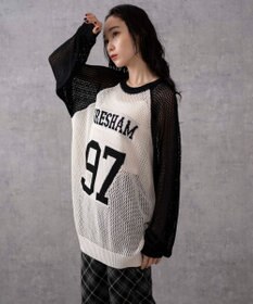 WEGO ロゴメッシュジャガードニット