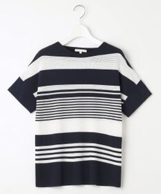 自由区 【UVカット・洗える】クレープストレッチボーダー ニット