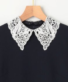 組曲 L 【KUMIKYOKU NAVY】コンフォータブルドレープ レース襟ワンピース