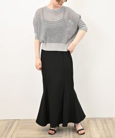 TOQUE 25SS新作〈大草直子さんアドバイザー〉【天然素材】シルク×コットン粗メッシュニットドルマンスリーブ5分袖