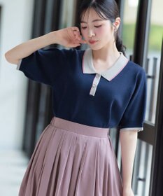 Tiaclasse L 配色ニットポロトップス