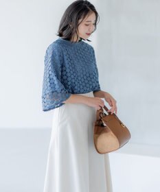 組曲 S 【WEB限定】フラワーレース袖フレア ブラウス