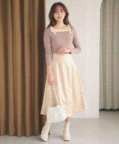 Feroux 【洗える】ショルダーリボン プルオーバーニット