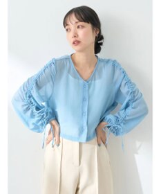 earth music&ecology キラキラシアーギャザーシャツ