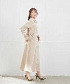 Tiaclasse L 【洗える】コーデュロイサイドリボンワンピース