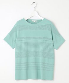 自由区 【UVカット・洗える】クレープストレッチボーダー ニット