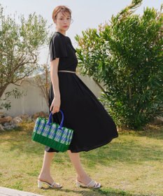 Tiaclasse L 【セットアップ対応・洗える】シアーチェックフレアスカート