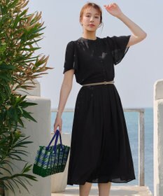 Tiaclasse L 【セットアップ対応・洗える】シアーチェックフレアスカート