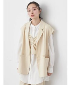 earth music&ecology ピンストライプ胸元レースビスチェ