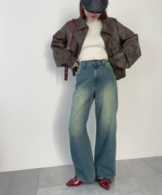 WEGO 【新色追加/美脚/XSSMLサイズ展開】ストレートデニムパンツ
