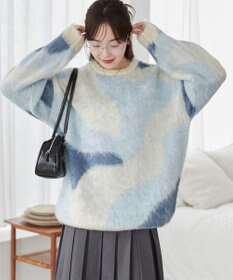 WEGO 【ユニセックス着用ITEM】マーブルシャギーニットプルオーバー