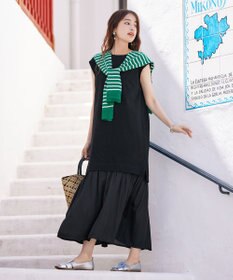 Tiaclasse 【洗える】カットソーコンビヴィンテージサテンワンピース