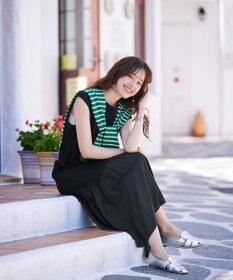 Tiaclasse 【洗える】カットソーコンビヴィンテージサテンワンピース