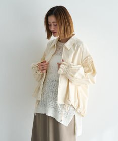 YECCA VECCA ボリュームギャザーデザインZIPブルゾン