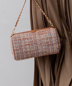 23区 GIOLICAツイード シリンダー ショルダーバッグ テラコッタミックス