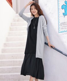 Tiaclasse 【洗える】カットソーコンビヴィンテージサテンワンピース